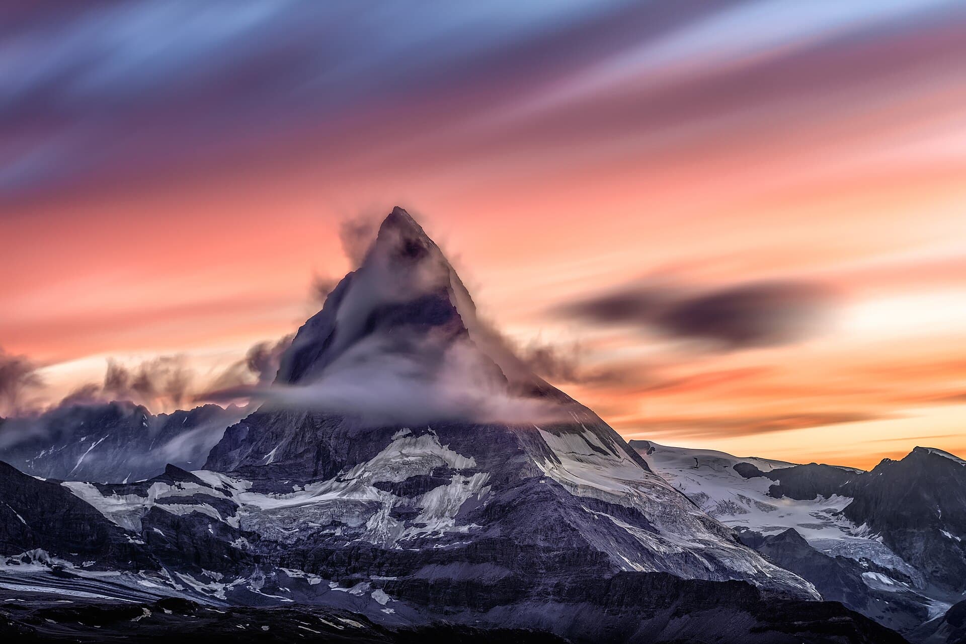 The Matterhorn at dusk, Swiss Alps